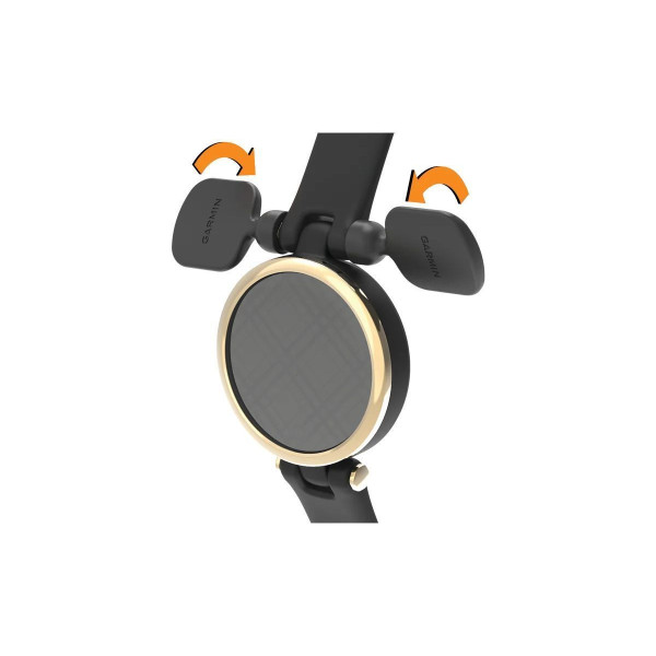 Ремінець Garmin Lily (14 мм), чорна італійська шкіра, кремово-золотиста застібка (великий)