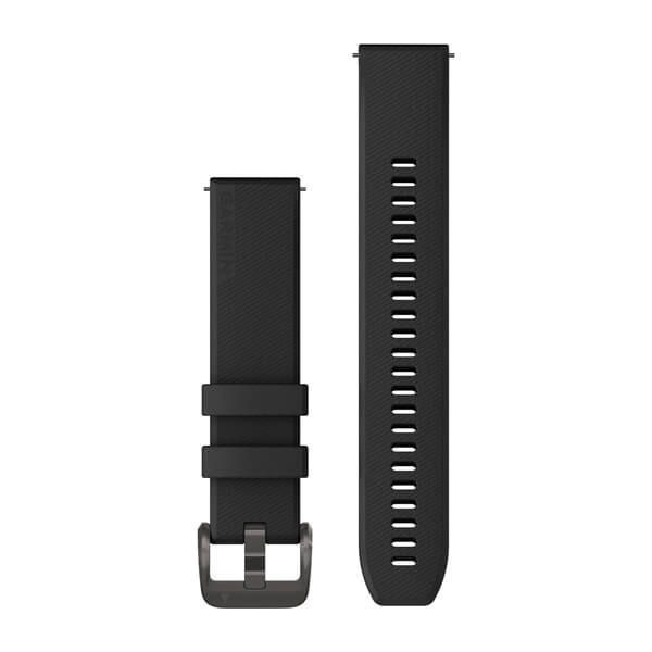 Ремінець Garmin 20 мм для годинника Venu, Vívoactive, Forerunner та інших чорний з металевою фурнітурою