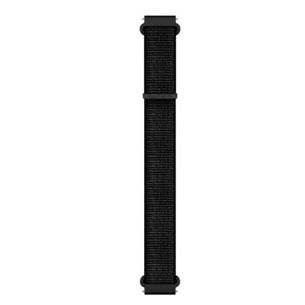 Garmin 20mm nylon strap for Forerunner, Venu, and other watches, black with a black clasp.