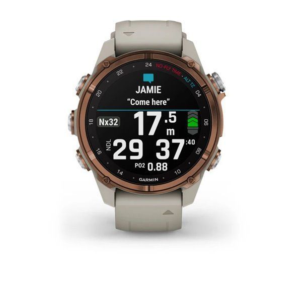Смарт-годинник Garmin Descent Mk3i - 43 мм, бронзовий титан PVD, силіконовий ремінець французького сірого кольору + трансівер Descent T2