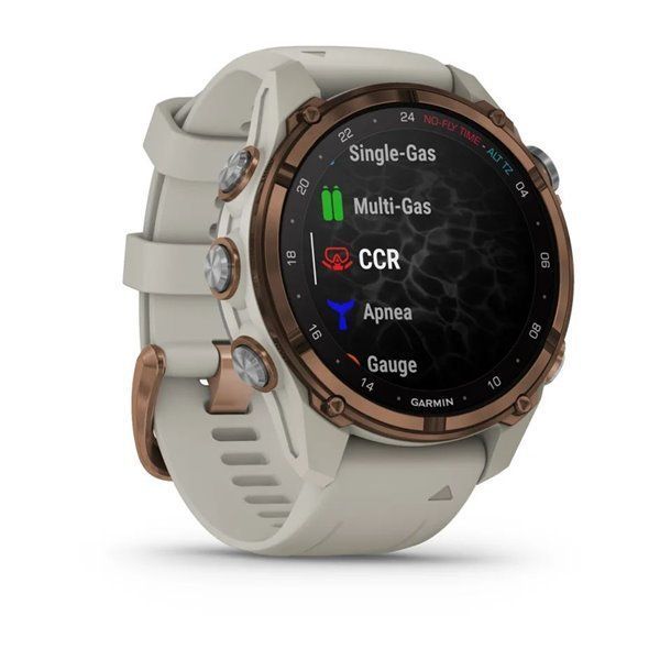 Смарт-годинник Garmin Descent Mk3i - 43 мм, бронзовий титан PVD, силіконовий ремінець французького сірого кольору + трансівер Descent T2