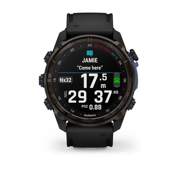 Garmin Descent Mk3i Smartwatch - 51mm Carbon Gray DLC Titanium with Black Silicone Strap + Descent T2 Transceiver