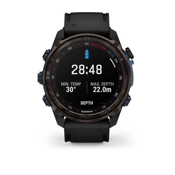 Garmin Descent Mk3i Smartwatch - 51mm Carbon Gray DLC Titanium with Black Silicone Strap + Descent T2 Transceiver
