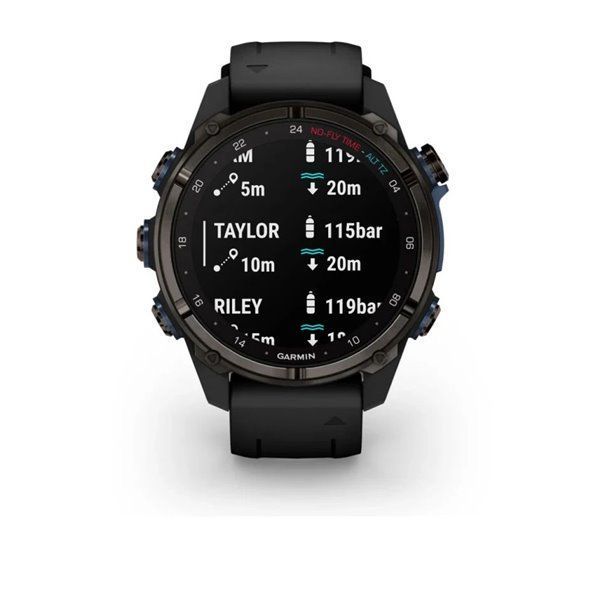 Garmin Descent Mk3i Smartwatch - 43mm Carbon Gray DLC Titanium with Black Silicone Strap + Descent T2 Transceiver