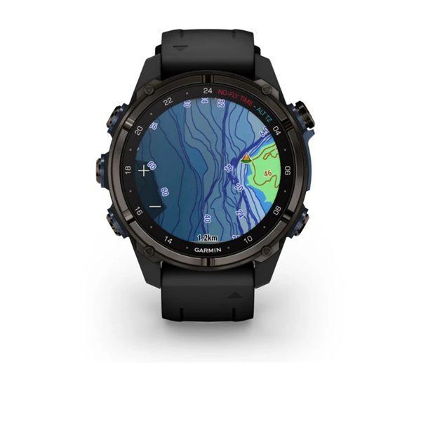 Garmin Descent Mk3i Smartwatch - 43mm Carbon Gray DLC Titanium with Black Silicone Strap + Descent T2 Transceiver