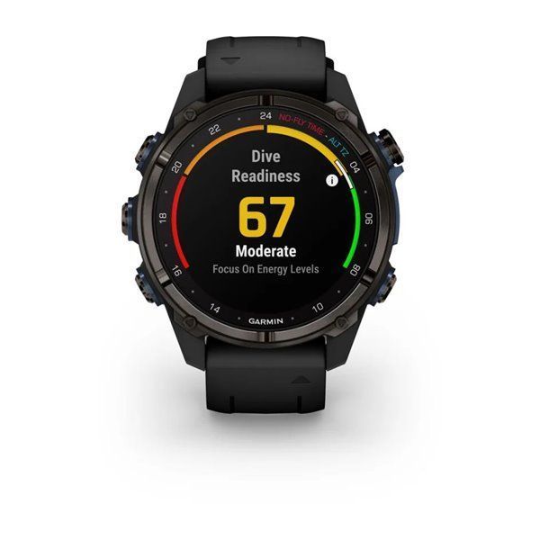Garmin Descent Mk3i Smartwatch - 43mm Carbon Gray DLC Titanium with Black Silicone Strap + Descent T2 Transceiver