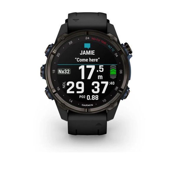 Garmin Descent Mk3i Smartwatch - 43mm Carbon Gray DLC Titanium with Black Silicone Strap + Descent T2 Transceiver