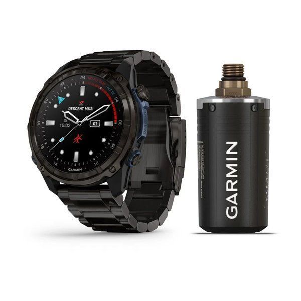 Garmin Descent Mk3i Smartwatch - 51mm Carbon Gray DLC Titanium with Titanium Bracelet + Descent T2 Transceiver