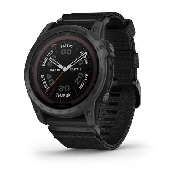 Garmin Tactix 7 Pro Edition Smartwatch in Black with Black and Brown Nylon Bands
