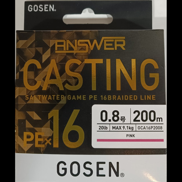 Шнур Gosen Answer Casting PE X16 Pink 200m #1.5 33 lb/15.1kg
