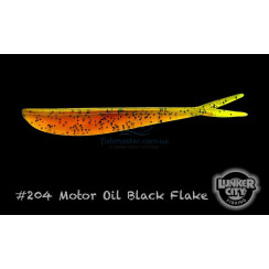 Silicone Lunker City Fin-S Fish 10/BG 5" #204 Motor Oil Black Flake