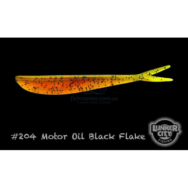 Silicone Lunker City Fin-S Fish 10/BG 5" #204 Motor Oil Black Flake