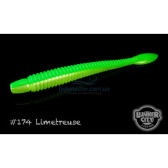 Silicone Lunker City Ribster 10/BG 4-1/2" #174 LIMETREUSE
