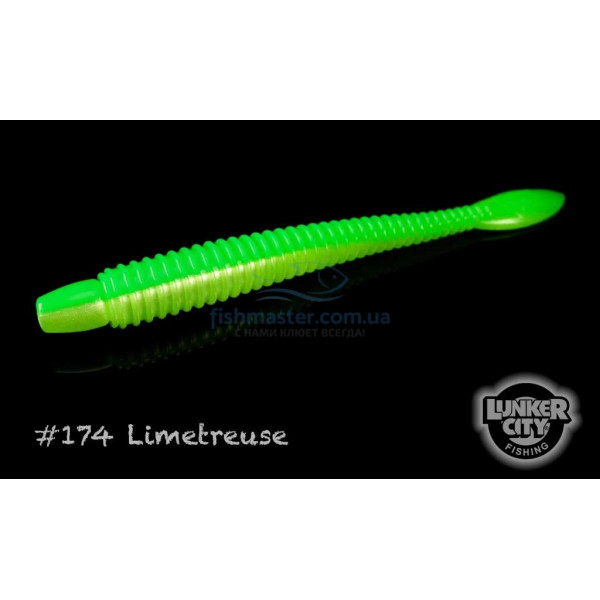 Silicone Lunker City Ribster 10/BG 4-1/2" #174 LIMETREUSE