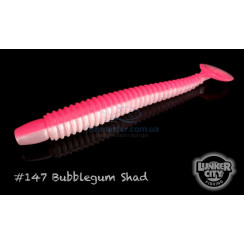Silicone Lunker City Swimming Ribster 10/BG 4" #147 BUBBLEGUM SHAD