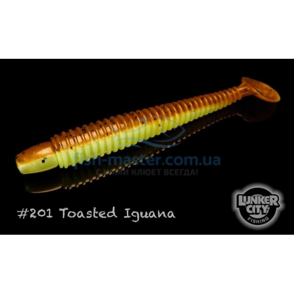 Silicone Lunker City Swimming Ribster 10/BG 4" #201 Toasted Iguana