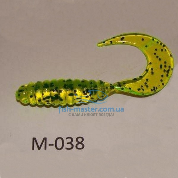 Manns Twister 038 M-038 CHP silicone, light green, transparent with a black dot, 70 mm, 20 pcs/pack