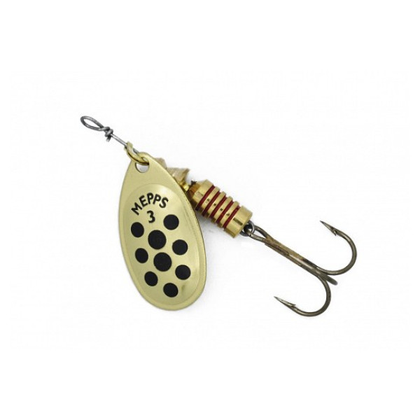 Mepps Comet Decoree No. 1 Spinnerbait, Gold/Black Dots, 3.5g