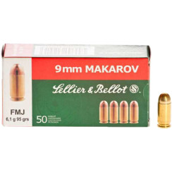 Sellier & Bellot cartridge, caliber 9x18, FMJ bullet, weight 6.1 g