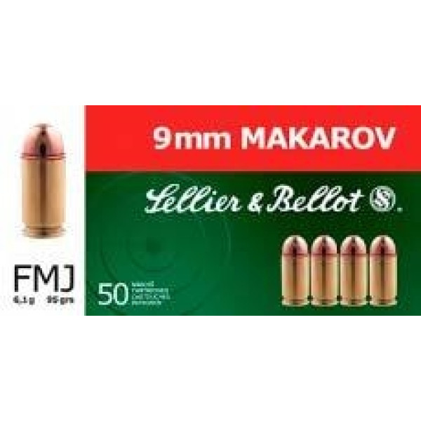 Sellier & Bellot cartridge, caliber 9x18, FMJ bullet, weight 6.1 g