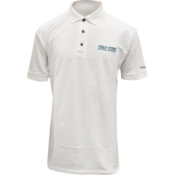 Cold Steel Embroidered Polo. Size: XXL. Color: White.