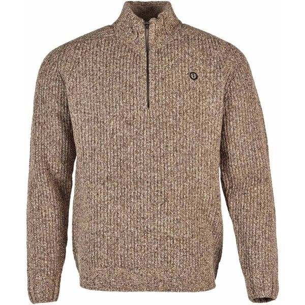 Chevalier Groby Half Zip Wool Pullover. XL. Saddle Brown