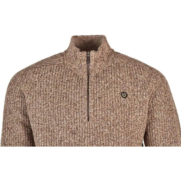 Chevalier Groby Half Zip Wool Pullover. XL. Saddle Brown