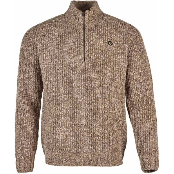 Chevalier Groby Half Zip Wool Pullover. 2XL. Saddle Brown