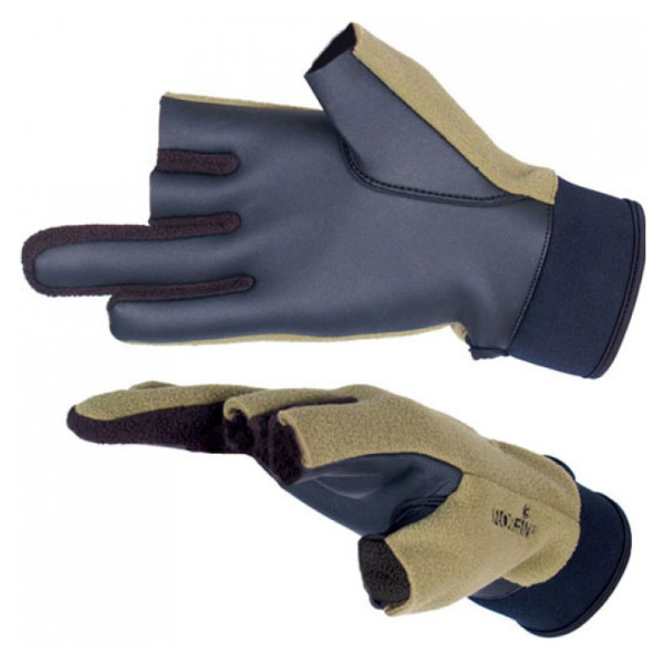 Рукавички Norfin Power L фліс/неопрен трипалі Black/khaki