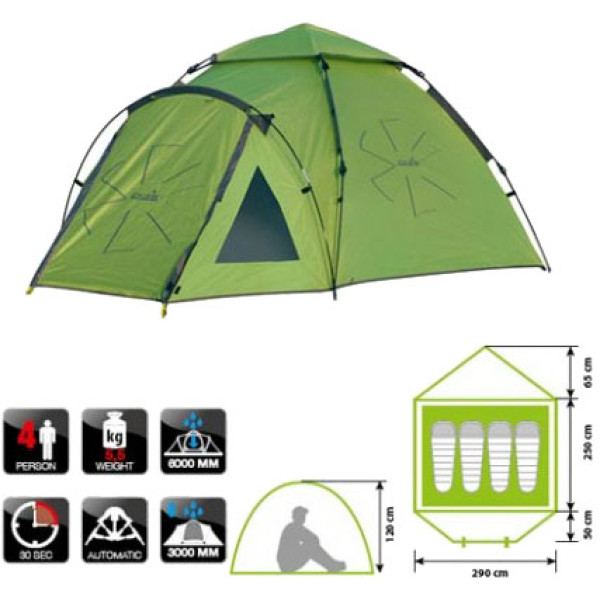 Norfin Hake 4 Semi-automatic 4-person 2-layer tent, green