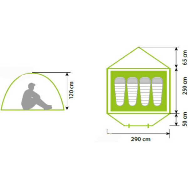 Norfin Hake 4 Semi-automatic 4-person 2-layer tent, green