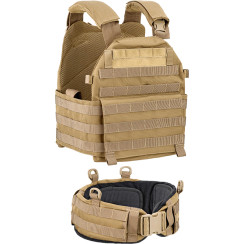 Defcon5 Carrier Vest tactical vest with belt. Coyote tan