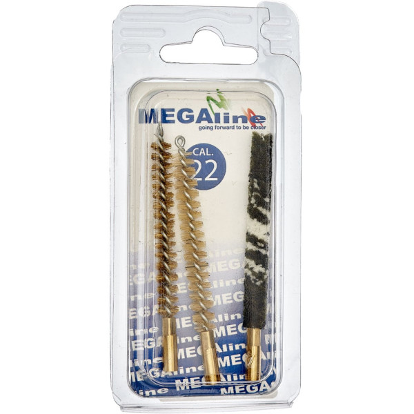 MEGAline brush set, caliber .22. Brass/nylon/wool. 1/8 F