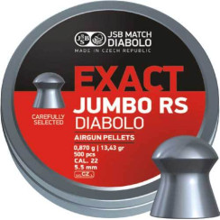 JSB Diabolo Exact Jumbo RS air pistol pellets. Caliber 5.52 mm. Weight - 0.87 g. 500 pcs/pack.