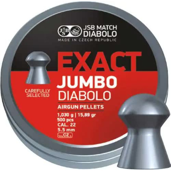 Кулі пневматичні JSB Diabolo Exact Jumbo. Кал. 5.52 мм. Вага - 1.03 р. 250 шт/уп
