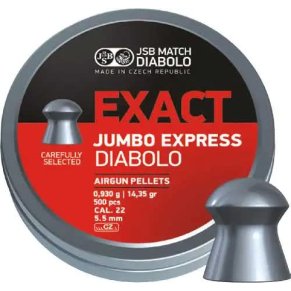 Пневматичні кулі JSB Diabolo Exact Jumbo Express. Кал. 5.52 мм. Вага - 0.93 г. 250 шт/уп