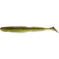 Silicone Reins Bubbring Shad 4" B08 Green Pumpkin Chart Melon (6 pcs/pack)