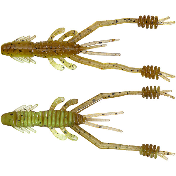 Silicone Reins RING SHRIMP 3" B08 Green Pumpkin Chart Melon (8 pcs/pack)