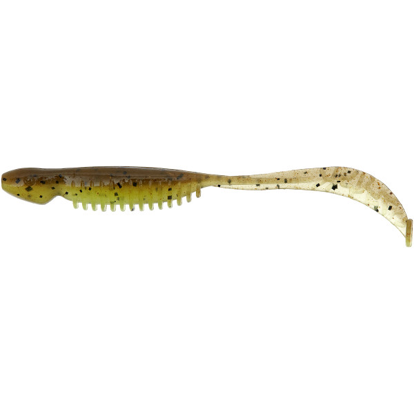 Silicone Reins Curly Shad 3.5" B08 Green Pumpkin Chart Melon (11 pcs/pack)