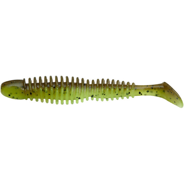 Silicone Reins Bubbring Shad 3" B08 Green Pumpkin Chart Melon(6 pcs/pack)