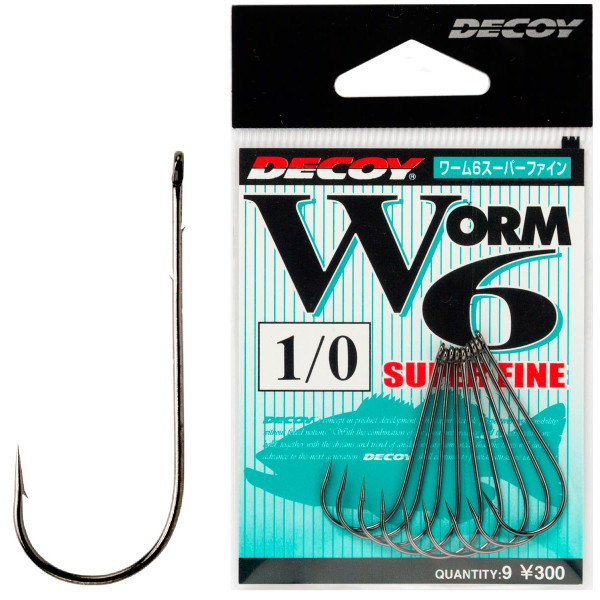 Hook Decoy Worm 6 Super Fine 1/0, 9pcs