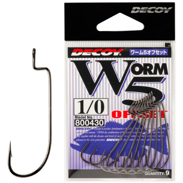 Гачок Decoy Worm 5 Offset 1/0, 9шт
