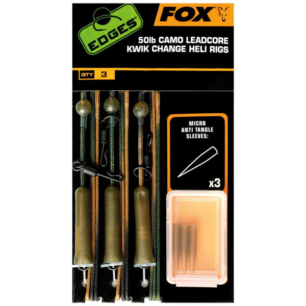 Оснастка карповая Fox International Camo Leadcore Kwik Change Heli Rigs 50lb (3 шт/уп)