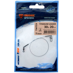 Ukrspin Orange Spinning Titanium AFW Leash with 25cm Swivel, 13.6kg (30lb)/0.38mm
