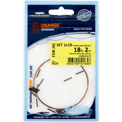 Ukrspin Orange Spinning AFW steel leader material, 7x7, 9kg (20lb)/0.28mm, 2m, and 20 tubes