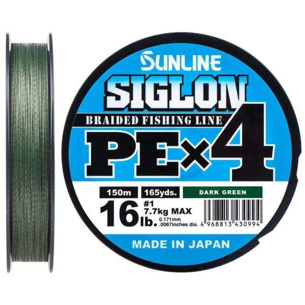 Cord Sunline Siglon PE x4 300m (dark green) #1.0/0.171mm 16lb/7.7kg