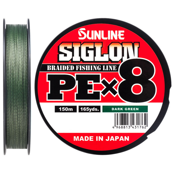 Шнур Sunline Siglon PE х8 150m (темн-зел.) #0.5/0.121mm 8lb/3.3kg