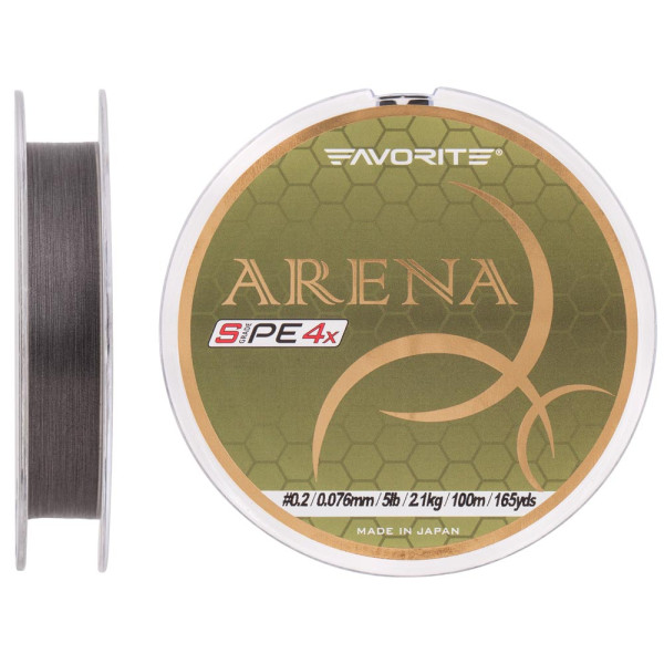 Шнур Favorite Arena PE 4x 100м (silver gray) #0.2/0.076mm 5lb/2.1kg