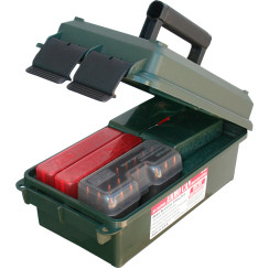 The MTM AC30C is a universal ammo box. Dimensions: 19 x 34 x 13 cm. Color: black.