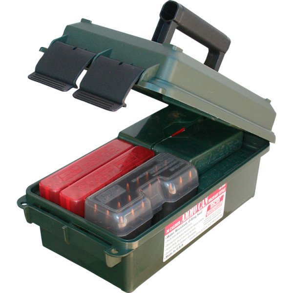 The MTM AC30C is a universal ammo box. Dimensions: 19 x 34 x 13 cm. Color: black.